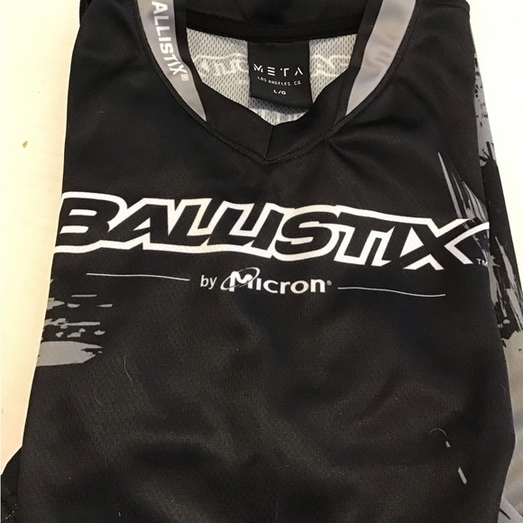 BALLISTIX BY MICRON SZ L MENS GAMING SHIRT EUC GRAPHIC META BLK GREY WHITE EUC - Picture 3 of 3